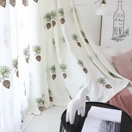 Moderni Pastoraalinen Verho Mittatilaustyönä Tehty Verho Männynkäpybrodeerattu Tuoreet Verhot Olohuoneeseen