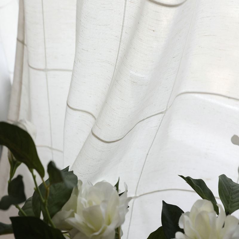 Minimalistinen Läpikuultava Verho Mittatilaustyönä Tehty Verho, Suuri Ristikkomainen Jacquard-Voileepaneeli, Olohuone Yksi