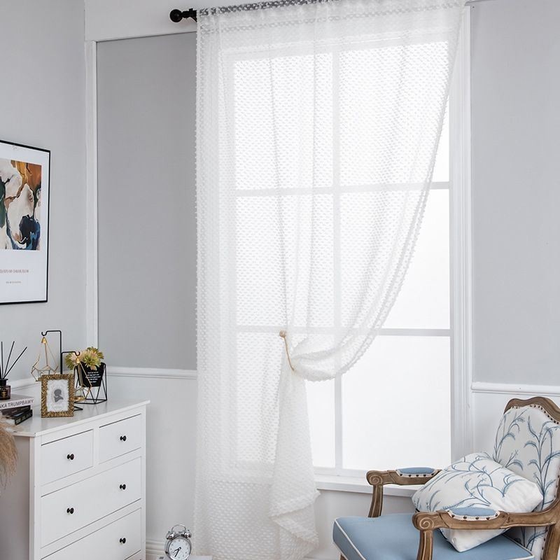 Valkoinen Läpikuultava Verho Mittatilaustyönä Tehty Kohokuvioitu Voile-Verho Olohuoneeseen Ja Makuuhuoneeseen