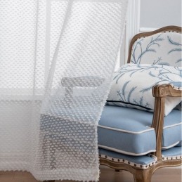 Valkoinen Läpikuultava Verho Mittatilaustyönä Tehty Kohokuvioitu Voile-Verho Olohuoneeseen Ja Makuuhuoneeseen