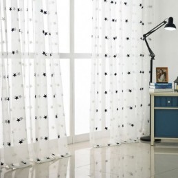 Tähtikirjonta, Voile-Läpikuultava Verho, Mittatilaustyönä Tehty Verhopaneeli, Olohuone, Makuuhuone, Lasiovi, Ikkuna