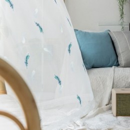 Höyhenkirjailtu Läpikuultava Verho Mittatilaustyönä Tehty Minimalistinen Hengittävä Olohuoneen Makuuhuoneen Verho