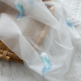 Höyhenkirjailtu Läpikuultava Verho Mittatilaustyönä Tehty Minimalistinen Hengittävä Olohuoneen Makuuhuoneen Verho