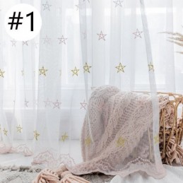 Mittatilaustyönä Tehty Ylellinen Kirjontaverho, Pentagrammikuvio, Läpikuultava Olohuoneen Ja Makuuhuoneen Verho