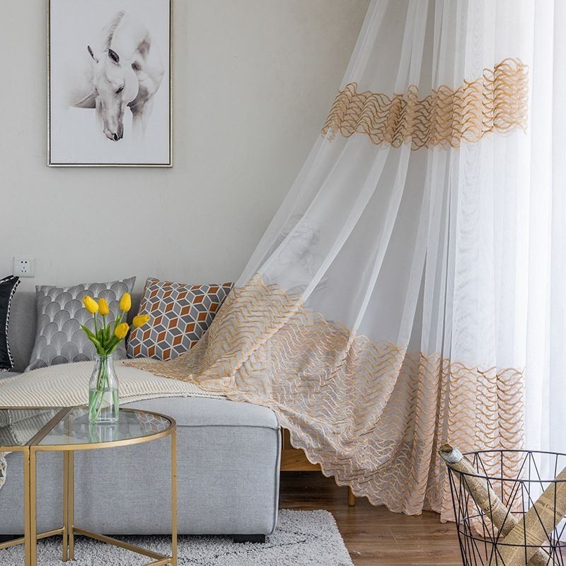 Hengittävä, Läpikuultava Verho Mittatilaustyönä, Eurooppalainen Koristeellinen Tylliverho Olohuoneeseen