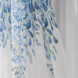 Moderni Läpikuultava Verho Mittatilaustyönä, Kasvikuvioinen Voile-Verho Olohuoneen Parvekkeelle