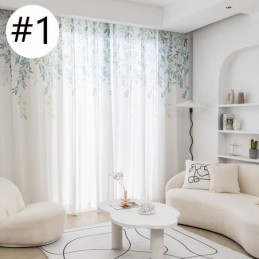 Köynnöskuvioinen Voile-Verho Mittatilaustyönä, Painettu, Läpikuultava, Olohuoneen Ja Makuuhuoneen Verhot