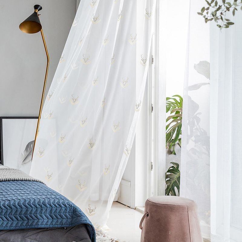 Klassinen Läpikuultava Verho Mittatilaustyönä Tehty Verho Peurakirjailtu Tylliverhot Olohuoneeseen