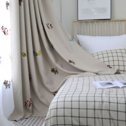 Nykyaikainen Max-Pimennysverho, Mittatilaustyönä Tehty Verho, Hymyilevä Kissa, Kirjonta, Makuuhuone