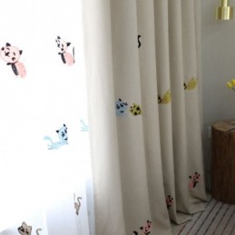 Nykyaikainen Max-Pimennysverho, Mittatilaustyönä Tehty Verho, Hymyilevä Kissa, Kirjonta, Makuuhuone