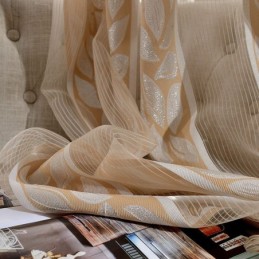 Lehtijacquard-Tylliverhot Pohjoismaiset Läpikuultavat Olohuoneen Verhot