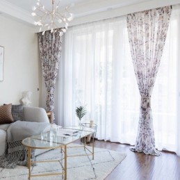 Kasvikuvioinen Verho Mittatilaustyönä Tehty Läpikuultava Tylliverho Olohuoneeseen Ja Makuuhuoneeseen