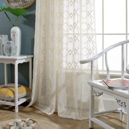 Mittatilaustyönä Tehty Pohjoismainen Kirjontaverho, Puuvillainen Läpikuultava Olohuoneen Ja Makuuhuoneen Verho