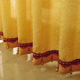 Mittatilaustyönä Tehty Amerikkalainen Maalaisromanttinen Läpikuultava Verho, Kukkakuvioinen Jacquard-Kuvioinen Ikkunakäsittely Makuuhuoneeseen