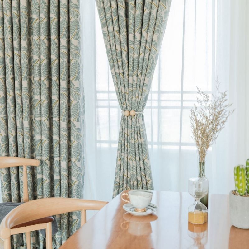 Moderni Max-Pimennysverho Mittatilaustyönä, Vihreän Lehden Kuviollinen Makuuhuoneen Verho