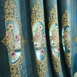 Chenille-Verho Mittatilaustyönä Tehtyyn Verhoon Eurooppalaistyylinen Kukkakirjonta