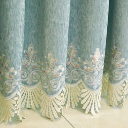 Chenille-Verho Mittatilaustyönä Tehty Verho Eurooppa-Tyylinen Kirjontakukka-Ikkunakäsittely