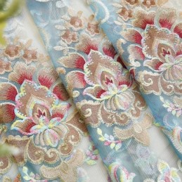 Chenille-Verho Mittatilaustyönä Tehty Verho Eurooppa-Tyylinen Kirjontakukka-Ikkunakäsittely