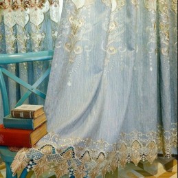 Chenille-Verho Mittatilaustyönä Tehty Verho Eurooppa-Tyylinen Kirjontakukka-Ikkunakäsittely