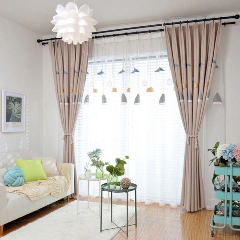 Korkealaatuinen Kirjailtu Kattokruunuverho, Mittatilaustyönä Tehty, Olohuoneen Verho