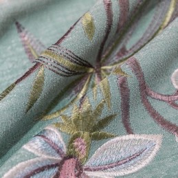 Chenille-Verho Mittatilaustyönä Tehtyyn Verhoon Moderni Kukkakirjonta