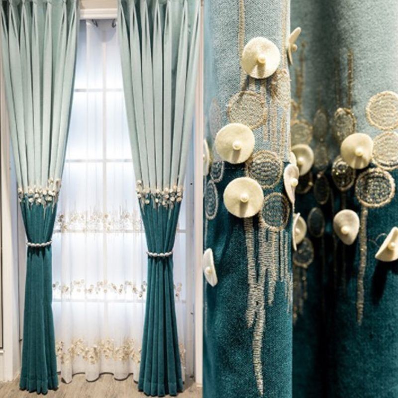 Pimennysverho Mittatilaustyönä Tehty Verho Pohjoismaiset Kukat Kirjonta Koristeellinen