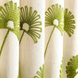 Moderni Verho Mittatilaustyönä Tehty Verho Puuvilla-Pellava Tuoreista Lehdistä Kirjonta