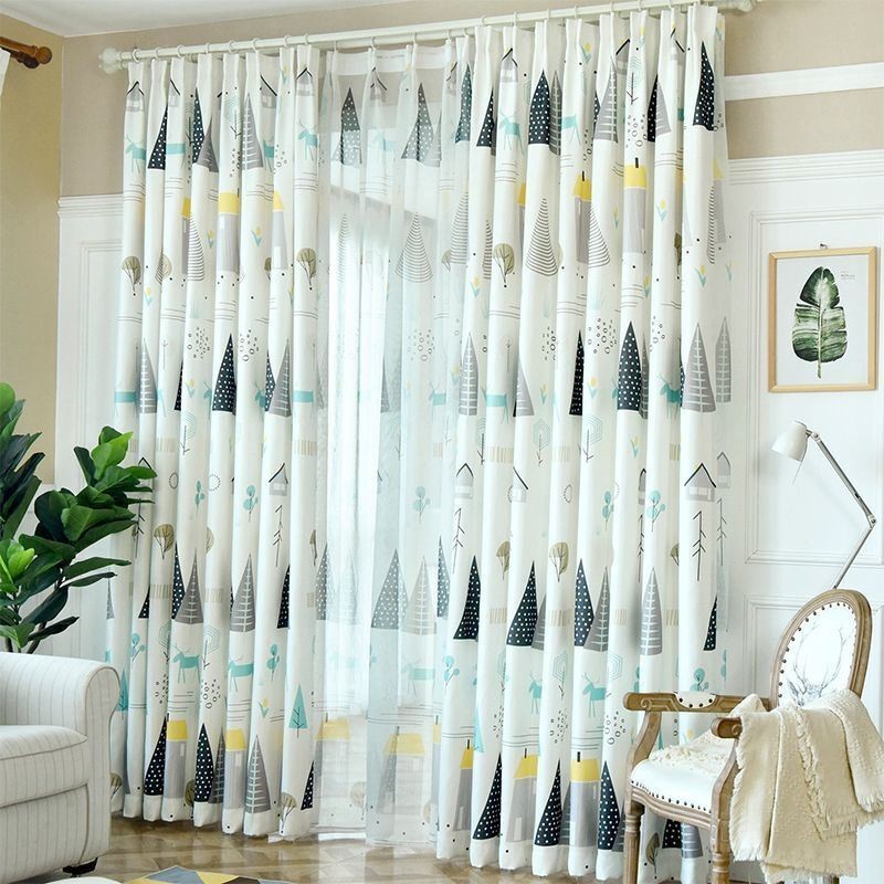 Mittatilaustyönä Tehty Verho Verho Metsä-Painatettu Ikkuna