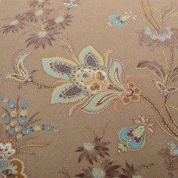 Amerikkalaistyylinen Voile-Läpikuultava Verho Mittatilaustyönä, Ruskea Kukkakuvio