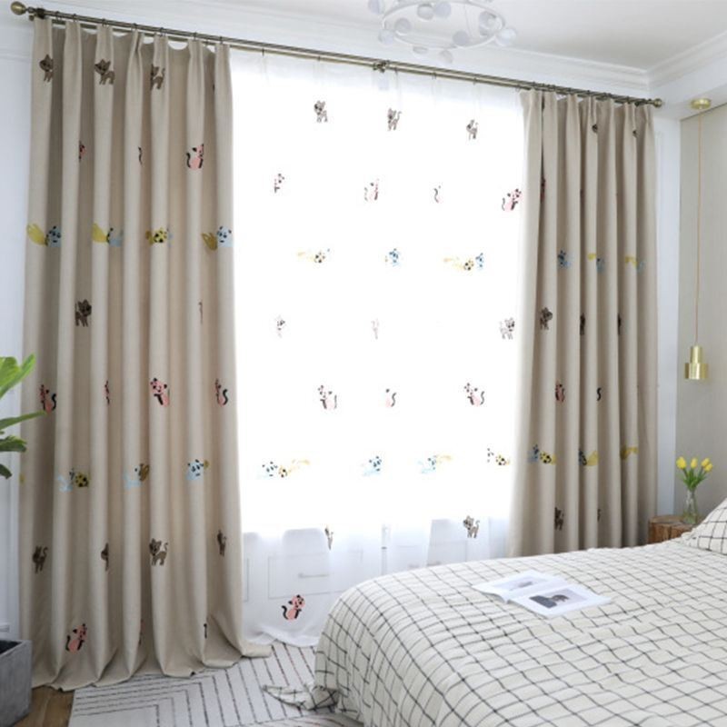 Pimennysverho Mittatilaustyönä Tehty Verho Kissanpentujen Kirjonta Makuuhuoneeseen