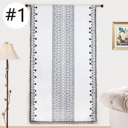 Geometriset Painetut Verhot, Puolipimennysverhot, Tupsu, Puuvillapellavaverho Olohuoneeseen