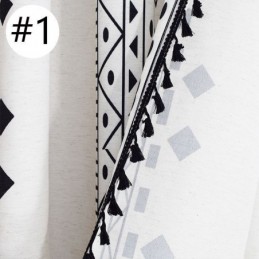 Geometriset Painetut Verhot, Puolipimennysverhot, Tupsu, Puuvillapellavaverho Olohuoneeseen