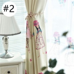 Piirretty Tyttökuvioinen Verho Mittatilaustyönä Lastenhuoneeseen, Lämpöeristetty Pimennysverho