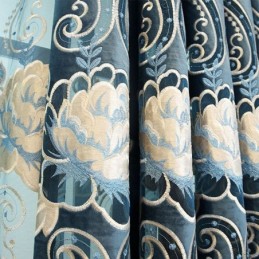 Chenille-Verho Mittatilaustyönä Tehtyyn Verhoon Eurooppalaistyylinen Kukkakirjonta