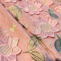 Chenille-Verho Mittatilaustyönä Tehtyyn Verhoon Moderni Kukkakirjonta