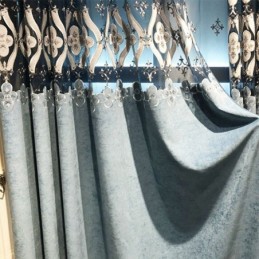 Chenille-Verho Mittatilaustyönä Tehtyyn Verhoon Eurooppalaistyylinen Kukkakirjonta