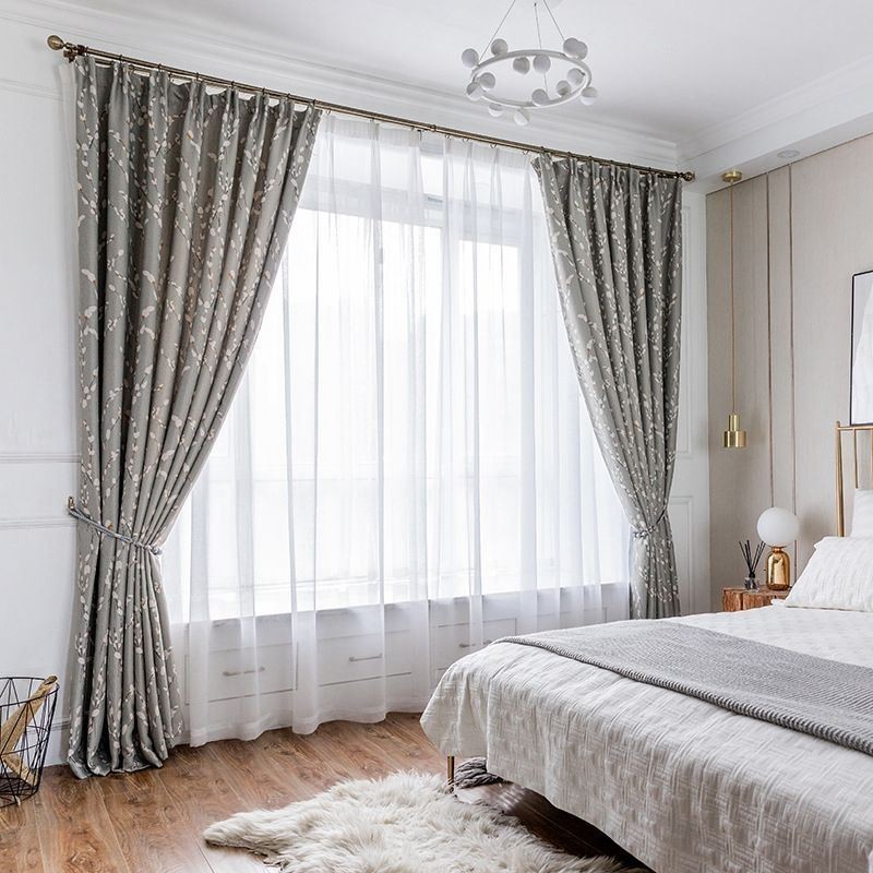 Moderni Mittatilaustyönä Tehty Verho Kukkakuvioinen Verho Koti