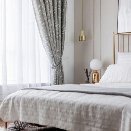 Moderni Mittatilaustyönä Tehty Verho Kukkakuvioinen Verho Koti