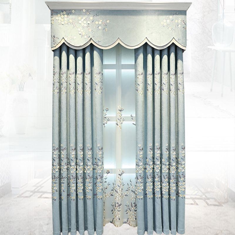 Chenille-Verho Mittatilaustyönä Tehty Verho Pohjoismaiseen Tyyliin Kukkakirjonta