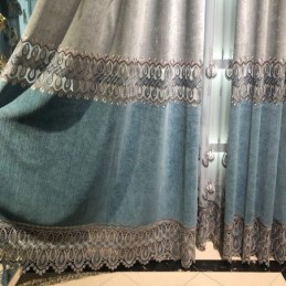 Chenille-Verho Mittatilaustyönä Tehty Verho Moderni Kirjonta Olohuone