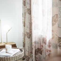 Moderni Mittatilaustyönä Tehty Verho Puuvillakuvioinen Puukuvioinen Verho