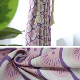 Moderni Mittatilaustyönä Tehty Verho Puuvillaverho Kalansuomukuviolla