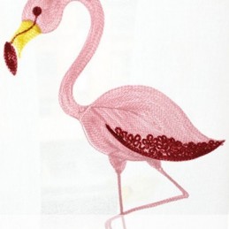 Brodeerattu Flamingo-Verho Mittatilaustyönä, Puoliläpinäkyvä, Läpikuultava Verho Olohuoneeseen, Makuuhuoneeseen