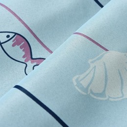 Piirretty Kalakuvioinen Sininen Pimennysverho, Painettu Verho, Mittatilaustyönä Tehty Verho Lasten Makuuhuoneeseen