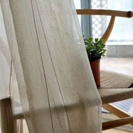 Japanilainen Yksinkertainen Läpikuultava Verho Mittatilaustyönä, Suuret Raidat, Jacquard-Valkoinen Pellavakangas