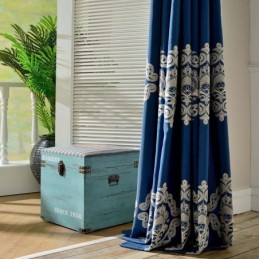 Nordic Simple Curtain Mittatilaustyönä Verho Sininen Kirjonta Olohuoneen Kangas