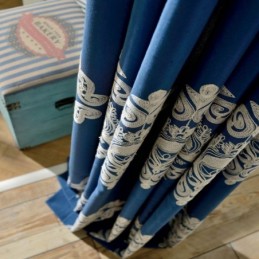 Nordic Simple Curtain Mittatilaustyönä Verho Sininen Kirjonta Olohuoneen Kangas