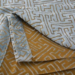 Pohjoismainen Abstrakti Tyyli -Verho Mittatilaustyönä, Verho Sokkelo, Jarquard-Kuvio, Olohuoneen Bice Chenille -Pimennyskangas