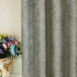 Pohjoismainen Abstrakti Tyyli -Verho Mittatilaustyönä, Verho Sokkelo, Jarquard-Kuvio, Olohuoneen Bice Chenille -Pimennyskangas