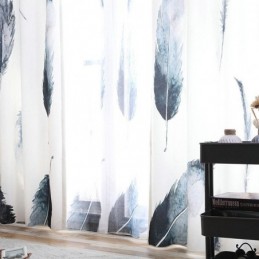 Moderni Minimalistinen Mittatilaustyönä Tehty Verho, Digitaalinen 5D-Tulostus, Elävän Näköinen Höyhenverhous Ikkunaan